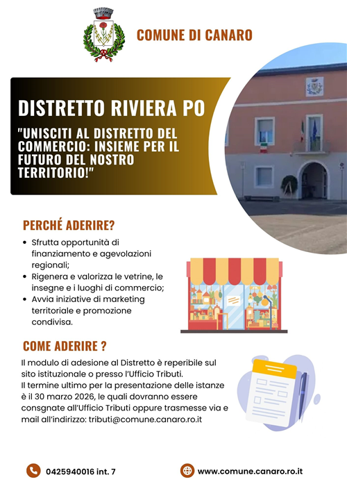 "Distretto del Commercio Riviera Po " - Adesione